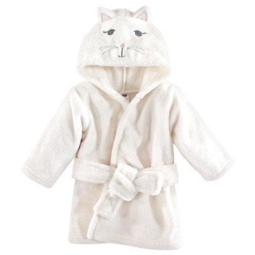 Hudson Baby Infant Girl Plush Animal Bathrobe, Kitty, 0-9 Months