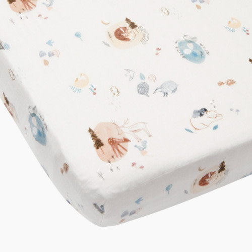 Loulou Lollipop Cotton & Bamboo Fitted Crib Sheet - Cozy Forest