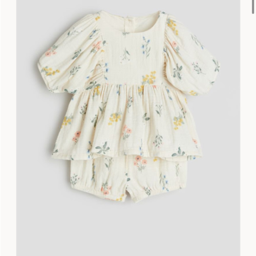 2-piece Patterned Muslin Set