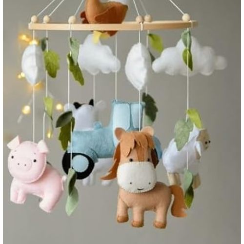 Farm Animal Mobile for Crib Farm Mobile Nursery Decor Vintage Farm Baby