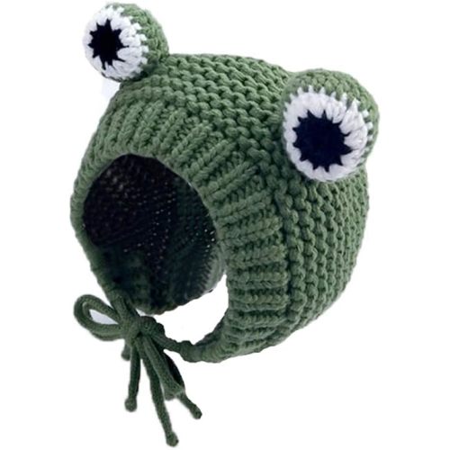 MINGSEECESS Kids Knitted Beanie Hat Cute Frog Cartoon Winter Warmer Cap with Big Eyes for Baby Boys Girls
