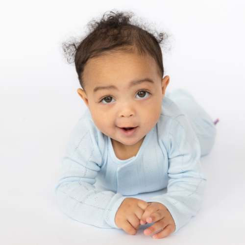 love lines blue organic cotton pointelle magnetic parent favorite footie 0-3 mo