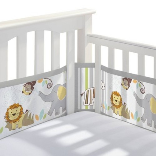 Breathable™ Mesh Liner for Full-Size Cribs, Classic 3mm Mesh, Safari Fun Too