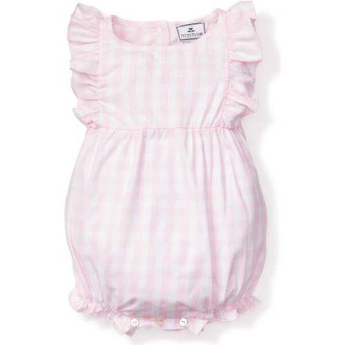 Ruffled Romper, Pink Gingham - Petite Plume | Maisonette