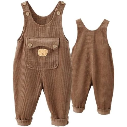 SEAUR Newborn Infant Suspender Pants Overalls Baby Jumpsuit Boy Girl Fall Winter Corduroy Pants Trousers with Pockets