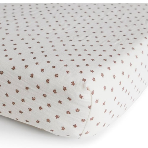 mushie Extra Soft Muslin Fitted Crib Sheet | 192 Thread Count | 28"x 52" (Bloom)