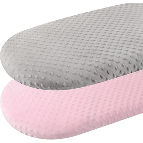 Dot Bassinet Sheet Set 2 Pack Stretch Fitted Cradle Sheets,Ultra Soft Thick Universal Fit Oval Rectangle Hourglass Pad/Mattress, for Baby Girls and Boys Grey Pink