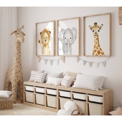 Safari Nursery Prints Set 3 Gender Neutral Nursery Art - Etsy- 24x30 paper print