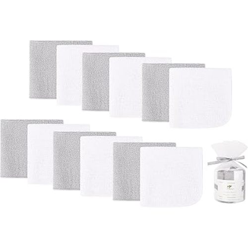 12 Pack Baby Washcloths - Small Soft Absorbent 100% Cotton Terry Wash Cloths for Sensitive Skin Face Hand Body Thin Burp Rag Wipes Essentials for Newborns Infants Toddlers Boys Girls