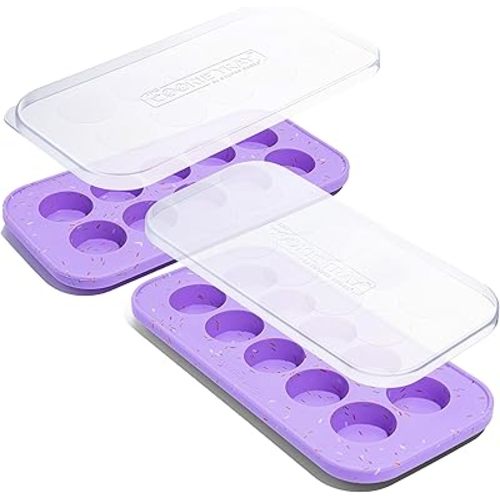 Souper Cubes Silicone Cookie Dough Freezer Tray - Perfect for Freezing and Storing Cookies, Mini Chocolates, Mini Egg Bites, Peanut Butter Cups and More - Lavender With Sprinkles - 2-Pack