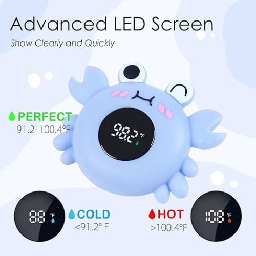 Baby Bath Thermometer Tub Water Temperature Thermometer for Bathtub Crab Newborn Baby Safety Floating Tub Toy Gift for Toddlers, Girls, Boys, Infants 1 2 3 4 Years Old
