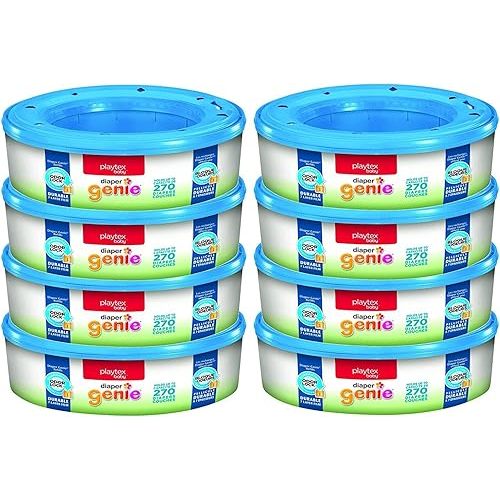 Diaper Genie Bags Refills 270 Count (Pack of 8) with Max Odor Lock | Holds Up to 2160 Newborn Diapers