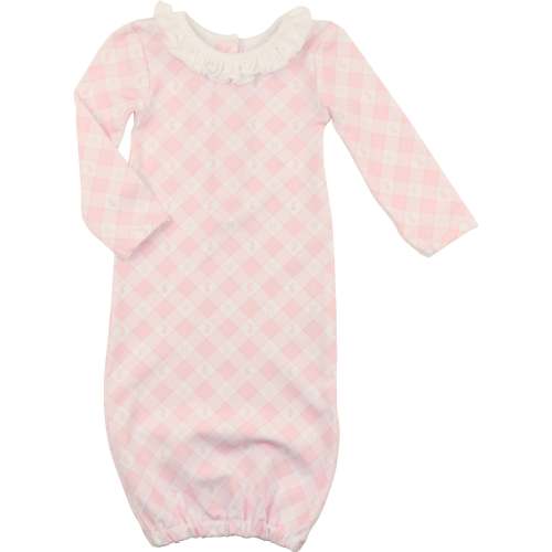 Pink Check Bunny And Bow Knit Baby Gown – Cecil & Lou