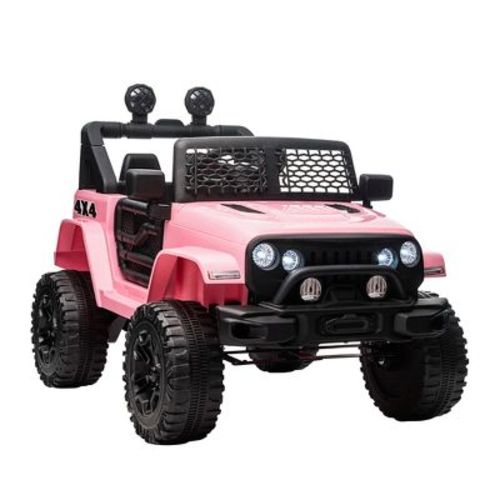Aosom 12V Kids Ride On Car, Electric Battery Powered Off Road Truck Toy with Parent Remote Control, Adjustable Speed, Pink