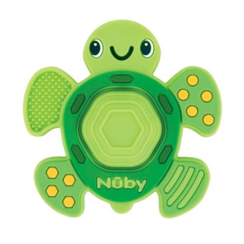 Nuby Teethe N' Pop Sensory Play Teether for Infants, Green Turtle Design