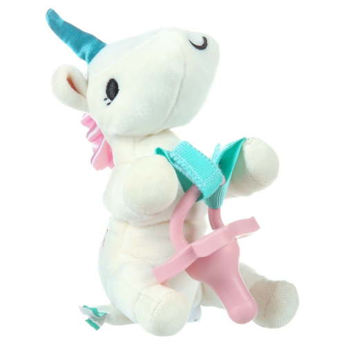 Dr. Brown's Baby Lovey Pacifier & Teether Holder, Unicorn with Pink HappyPaci, 100% Silicone, 0-6m