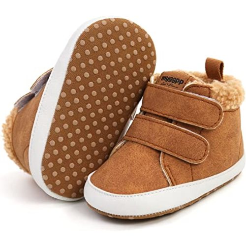 Unisex Baby Boys Girls High-Top Ankle Sneakers Soft Rubber Sole Infant Crib Shoes Toddler First Walkers