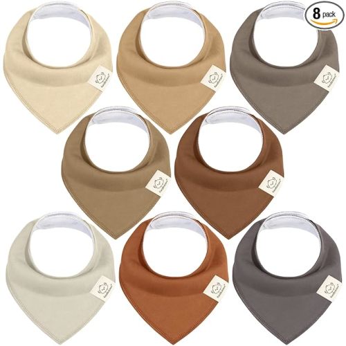 8-Pack Organic Baby Bandana Bibs for Boys, Girls – Super Absorbent Cotton Baby Bibs for Drooling and Teething, Extra Soft & Breathable Cloth, Infant, Toddler, Newborn 0-12 Months (Terracotta)
