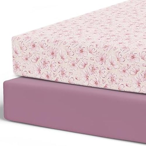 Pobibaby - 2 Pack Premium Fitted Baby Boy Crib Sheets for Standard Crib Mattress - Ultra-Soft Jersey Knit, Safe and Snug, and Stylish Ocean Crib Sheet (Blossom)