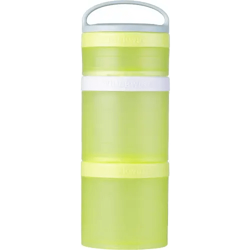 Whiskware Stackable Snack Containers for Kids and Toddlers, 3 Stackable Snack Cups for School and Travel, Neon Yellow