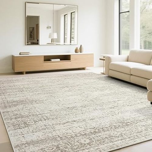 Washable Rugs 6x9 Area Rugs for Living Room,Rugs for Bedroom, Large Carpets,Ultra Soft Faux Wool Retro Dining Room Rug,Non Slip&Non-Shedding Low Pile Vintage Print Rug Indoor for Home Office