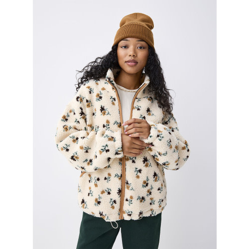 Patterned high-pile fleece jacket
