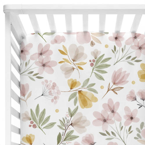Maeve's Mauve & Mustard Floral Crib Sheet