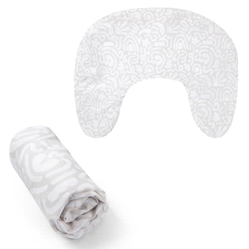 Boppy Nursing Pillow Cover, Cream Retro Squiggles, Single Cover, Easy-On Slipcover with Extra Soft 100% Polyester Microfiber Fabric for The Redesigned Nursing Pillow