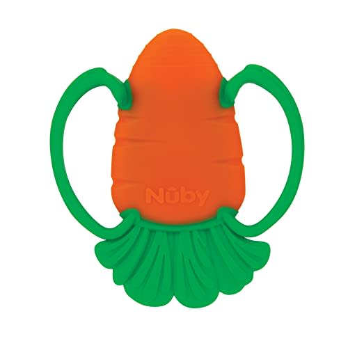 Nuby Veggie Teether for Teething Relief - Soft Baby Teething Toy for 3+ Months - Carrot