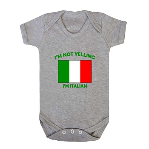 Speedy Pros I'm Not Yelling I Am Italian Italy Baby Bodysuit One Piece Oxford Gray 6 Months