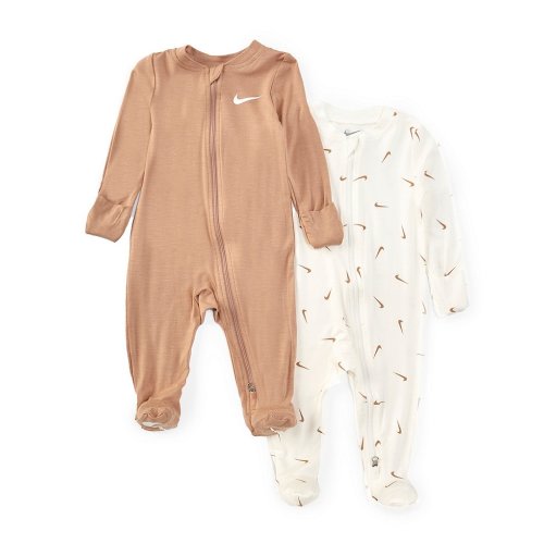 Nike Baby Newborn-9 Months Long Sleeve Footed Coverall Two-Pack