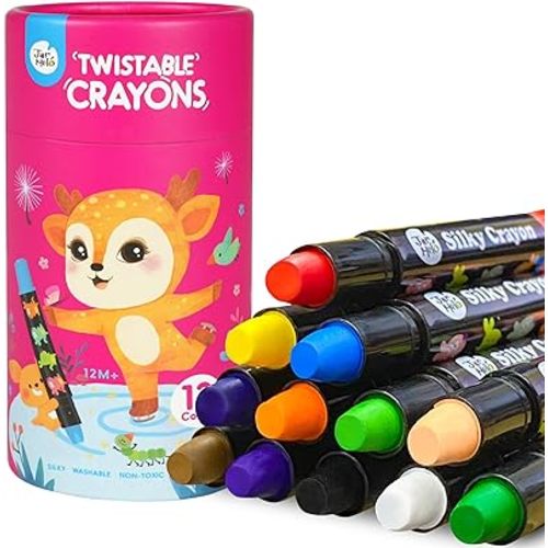 Amazon.com: Jar Melo Jumbo Crayons for Toddlers, 12 Colors Twistable Crayons with 108 PDF Coloring Pages, Non Toxic Washable Crayons Silky Large Big Baby Crayons, Ideal Art Supplies Christmas Gifts for Boys girls