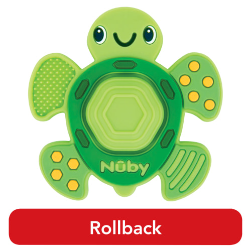Nuby Teethe N' Pop Sensory Play Teether for Infants, Green Turtle Design