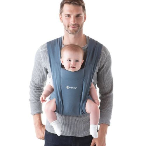 Ergobaby Embrace Cozy Knit Newborn Carrier - Oxford Blue: Buckle Closure, Infant Head Support, Spandex Blend