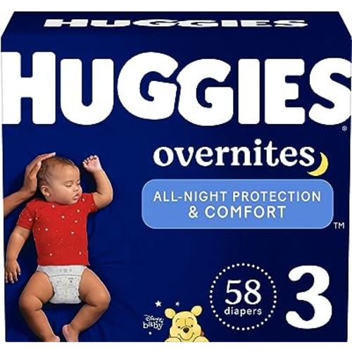 Huggies Size 3 Overnites Baby Diapers: Overnight Diapers, Size 3 (16-28 lbs), 58 Ct