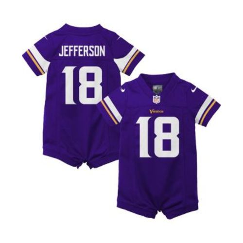 Newborn and Infant Boys and Girls Justin Jefferson Purple Minnesota Vikings Game Romper Jersey