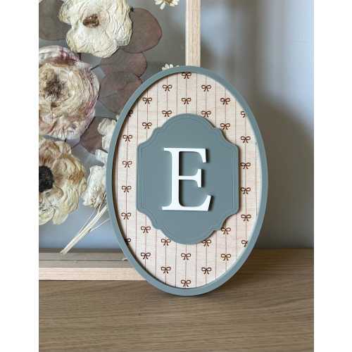 Vintage inspired monogram initial sign, nursery decor, shelf sitter, girls room decor, floral, bows