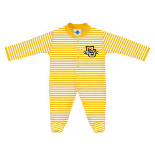 Marquette Golden Eagles Striped Footed Romper | College Baby