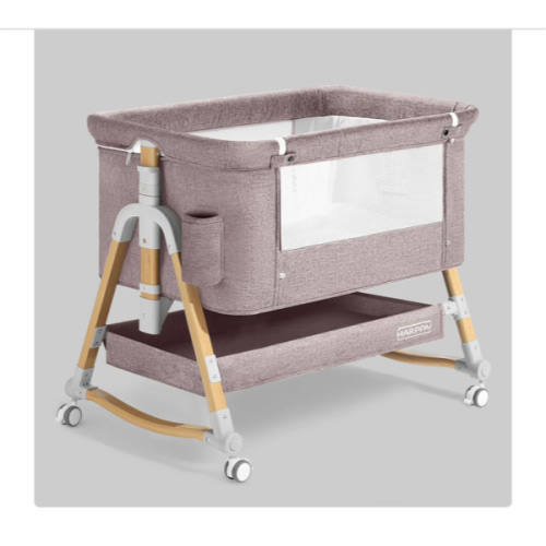 HARPPA Cuddly 3-in-1 Baby Bassinet Bedside Sleeper for Reflux | Attaches to Bed, Adjustable 5 Heights, Non-Toxic & CPSC Certified | Sturdy Aluminum Frame, Portable Wheels, Tool-Free Setup, Gentle Rocking | Perfect for Newborns, Infants, Small Spaces & Saf