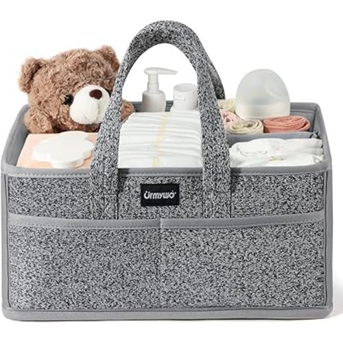 URMYWO Diaper Caddy Organizer - Portable Baby Diaper Caddy with Handle, Large Nursery Organizer Storage Basket for Newborn Essentials, Baby Registry Must Have Shower Gift for Home and Car Travel