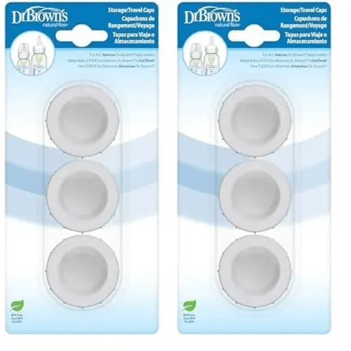 Dr. Brown's Replacement Travel Caps for Dr. Brown's Original, Options, and Options+ Baby Bottles, 3 Count (Pack of 2)