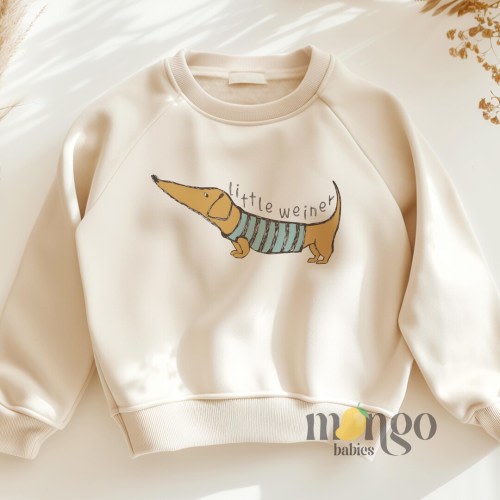 Little Weiner Toddler Sweatshirt Cute Dachshund Baby Clothes Kids Tshirt Toddler Sweater Cute Gift for Baby Shower Gift for Boys Girls Shirt
