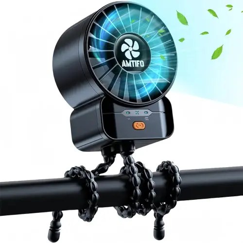 AMTIFO Baby Powerful Stroller Fan: Portable Fast Charging Mini Baby Fans 4 Speeds - Flexible Small Tripod Clip On Fan Strong Legs for Car Seat Bed Golf Cart Beach Tent Bike Treadmill