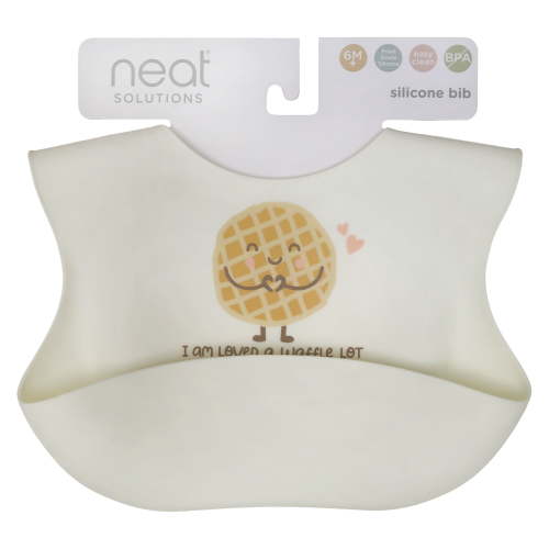 Neat Solutions Silicone "Loved Waffle Lot" Saying Infant Unisex Scoop Bib