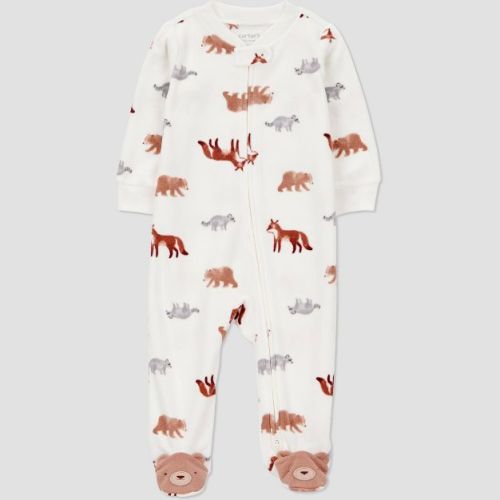Carter's Just One You® Baby Fleece Wilderness Animals Sleep N' Play - Cream 9M