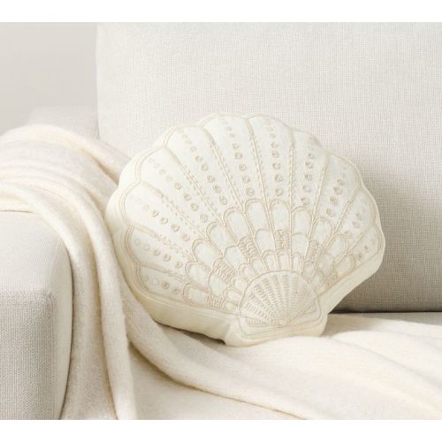 Shell Embroidered Shaped Pillow