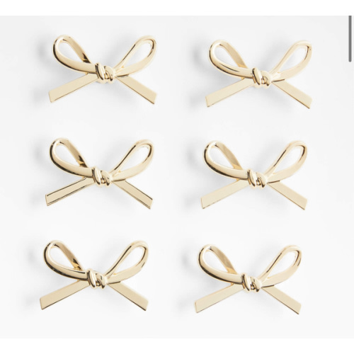 Gold Bow Knobs, Set of 6