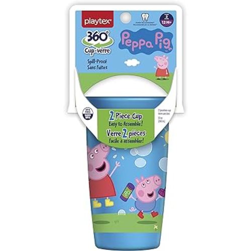 Playtex Sipsters Stage 2 360 Degree Peppa Pig Spill-Proof, Leak-Proof, Break-Proof Spoutless Cup for Girls, 10 Ounce - 2 Piece Cup with lid