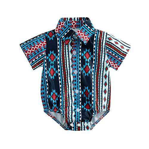 BULINGNA Infant Baby Boy Cowboy Shirt Romper Short Sleeve Button Down One-Piece Jumpsuit Gentleman Western Clothes