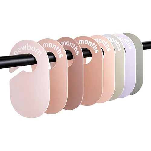 8 Pack Baby Closet Divider, Double Sided Baby Wardrobe Organizer Toddler Clothes Hanger Dividers Boy Girl Nursery Decor for Sorting 8 Sizes from Newborn to 24+ Months